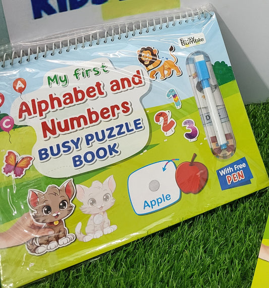 Alphabets and Numbers Busy Puzzle Book