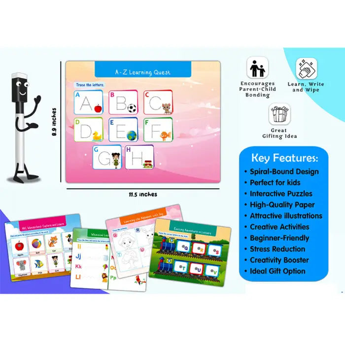 Alphabets and Numbers Busy Puzzle Book